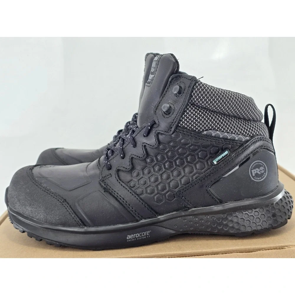 Timberland PRO Reaxion Composite Toe Work Boots Mens 9W Black Waterproof -Good